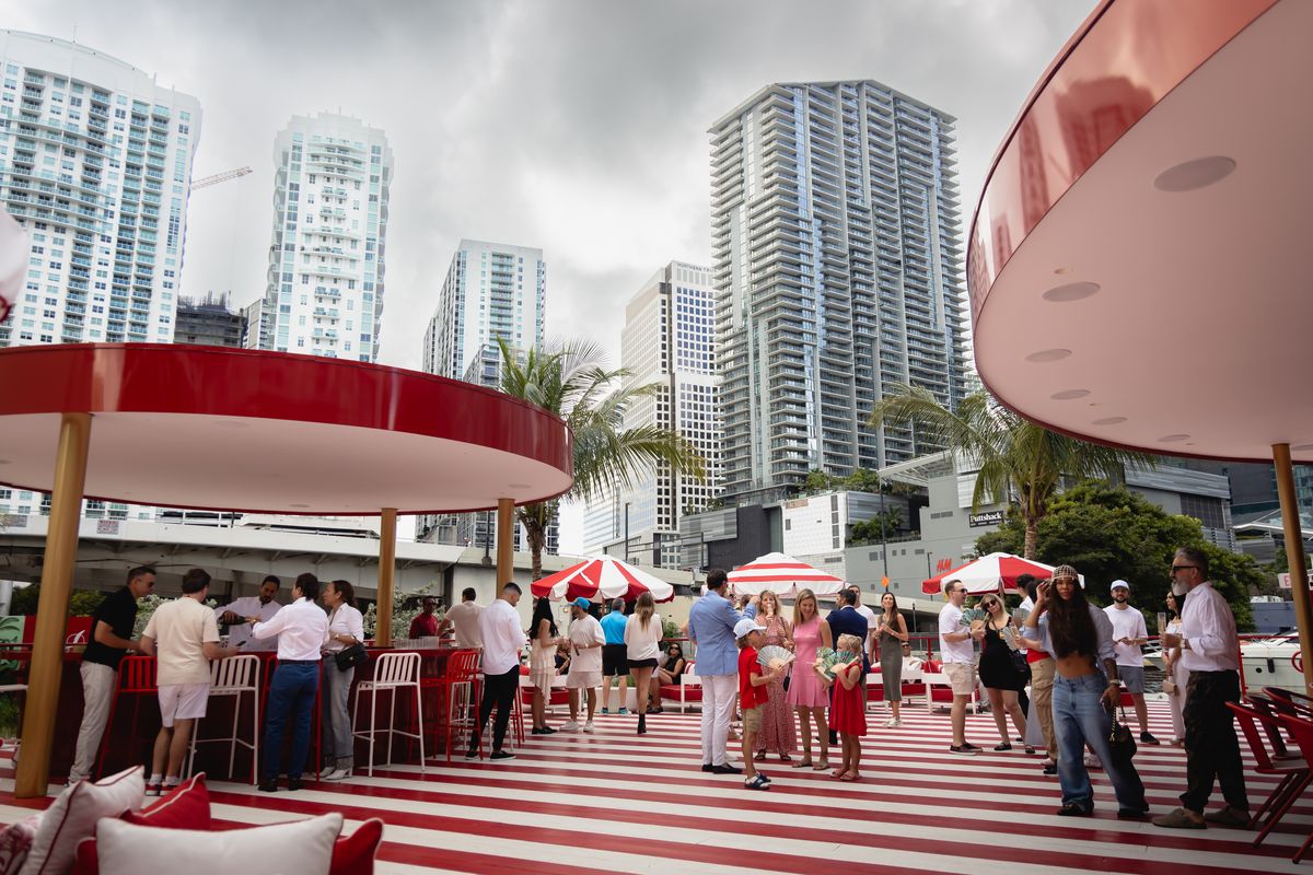 Rooftop event with the Miami skyline